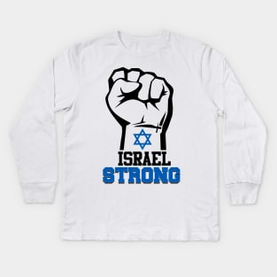 Israel Strong Hand up Israeli star flag Kids Long Sleeve T-Shirt